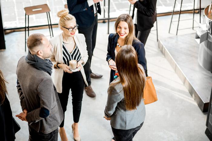 Corporate event with people talking